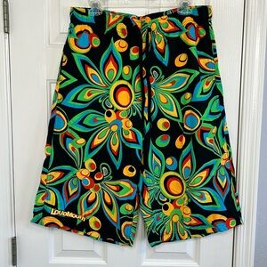 Loudmouth shagadelic black men’s long wide leg shorts large